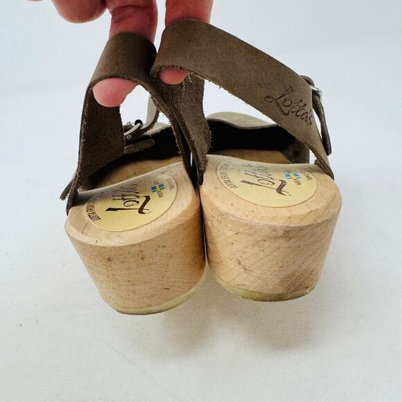Lotta’s From Stockholm Brown Leather Clogs Wooden Sandals Size 37 - Picture 7 of 12